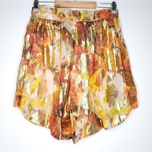 Topshop Metallic Jacquard Elastic Drawstring Relaxed Fit Shorts, Size 10, NWT - Picture 5 of 11